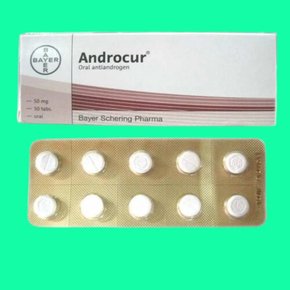 Thuốc điều trị kháng androgen Androcur 50mg 50 viên